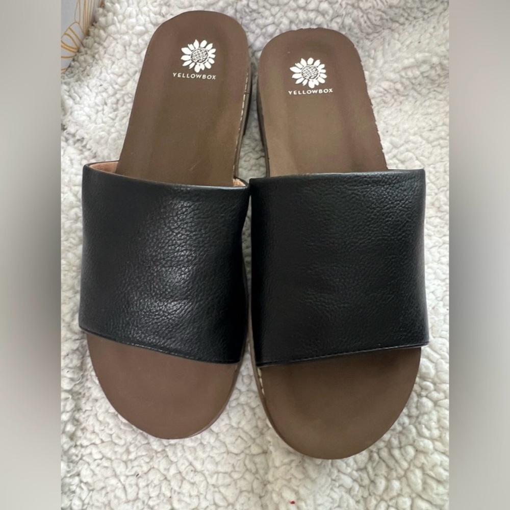 Yellow Box Black Slide Sandals for Women - Picture 5 of 6